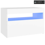 Noćni ormarić LED svjetla visoki sjaj bijeli 60x35x40 cm drvo - Bijela