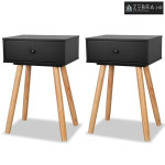 Noćni Ormarići 2 kom Masivna Borovina 40x30x61 cm Crni - Crna