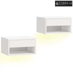 Set od 2 noćna ormarića s RGB LED rasvjetom, plutajući noćni ormarić s