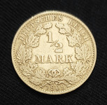 1/2 MARK - SREBRO 2.77g./0.900/Njemačko Carstvo