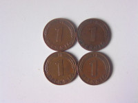 1 pfenig 1950 godina oznake D,G,J,F