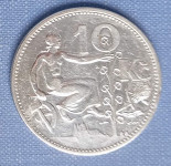 10 čehoslovačkih kruna 1930 srebro 700