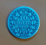 10 SOLDI 1867/SREBRO 2.5g./0.835/ Vatikan