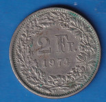 1385 - ŠVICARSKA 2 FRANCS 1974