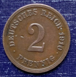 2 pfenniga Njemačka 1910 izvrsno očuvano