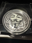 2017 1 Oz Silver $5 Cook Islands HISTORIC GUY FAWKES MASK II Black Pro