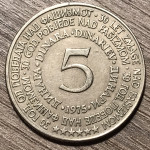 5 dinara iz 1975.posebno izdanje povodom 30god.od pobjede nad fašizmom