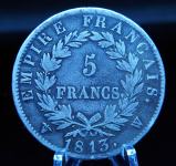 5 Francs Franaka SREBRO Napoleon Bonaparte Empereur - 1813 W