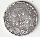 AU MAĐARSKA 1 KORONA 1896 AG UNC
