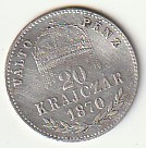 AU MAĐARSKA 20 KRAJCER 1870 AG UNC