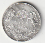 AU MAĐARSKA 5 KORONA 1900 AG UNC