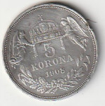 AU MAĐARSKA 5 KORONA 1908 AG UNC