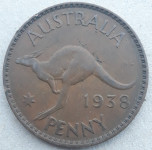 Australija 1 penny,1938.g. - kengur