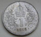 AUSTRIA 1 CORONA 1915 Silver