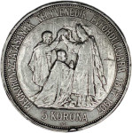 AUSTRIA 5 KORONA 1907 CORONATION-SREBRO