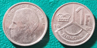 Belgium 1 franc, 1990 Legend in Dutch - 'BELGIË' / 0,50 EURO !!!