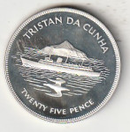 BR TRISTAN DA CUNHA TVENTI FIVE CENTS 1977 SREBRO