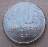 BRAZIL 10 CRUZEIROS 1981