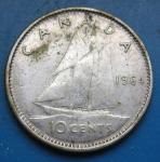 CANADA 10 CENTS 1964 Silver