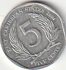 CARIBI 5 CENT 2004,2008 G,KOMAD 1€