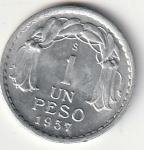 CHILE 1 PESO 1957,1954,AL 2 G KOM 1,3€