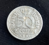 Deutsches reich 50 pfenning 1921