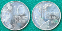 Finland 10 penniä, 1990 Flowers, Copper-Nickel +/    0,50 EURO !!!