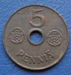 FINLAND 5 PENNIA 1941