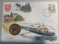 FINSKA - kovanica markica, kuverta pecat