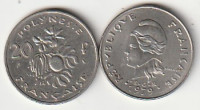 FR.POLYNESIA 20 FRANK 1979,1973,2000,KOM 3,5 € UNC