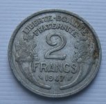 FRANCE 2 FRANCS 1947