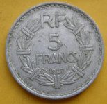 FRANCE 5 FRANCS 1947
