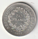 FRANCE 50 FRANCS 1977 AG UNC