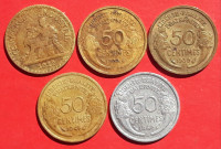 Francuska - 50 cms.,1922.;33.;39.;41. i 45.g.