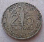 FRENCH WEST AFRICA 25 FRANCS 1957