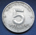 GERMANY-DEMOCRATIC REPUBLIC 5 PFENNIG 1952E