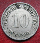 GERMANY - EMPIRE 10 PFENNIG 1907F