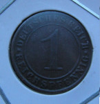 GERMANY, WEIMAR REP. 1 REICHSPFENNIG 1934 E