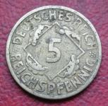 GERMANY, WEIMAR REPUBLIC 5 REICHSPFENNIG 1926A