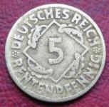 GERMANY, WEIMAR REPUBLIC 5 RENTENPFENNIG 1924F