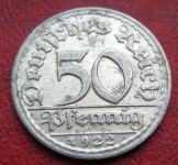 GERMANY, WEIMAR REPUBLIC 50 PFENNIG 1922D