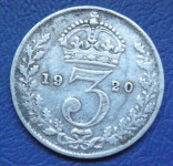 GREAT BRITAIN 3 PENCE 1920 Silver