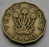 GREAT BRITAIN 3 PENCE 1940