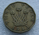 GREAT BRITAIN 3 PENCE 1943
