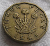 GREAT BRITAIN 3 PENCE 1944