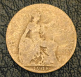 GREAT BRITAIN- HALF PENNY 1908.