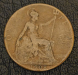 GREAT BRITAIN- ONE PENNY 1908.
