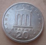 GREECE 20 DRACHMAI 1980