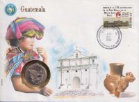 Guatemala 25 centavos 1988 UNC (A 2021 ) STAMP + LETTER NUMISLETTER