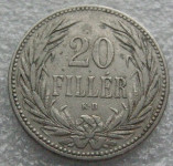 HUNGARY 20 FILLER 1893